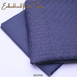 Un-Stitched Grey Embroidered Kurta Trouser Fabric N-904 - Irza Textile