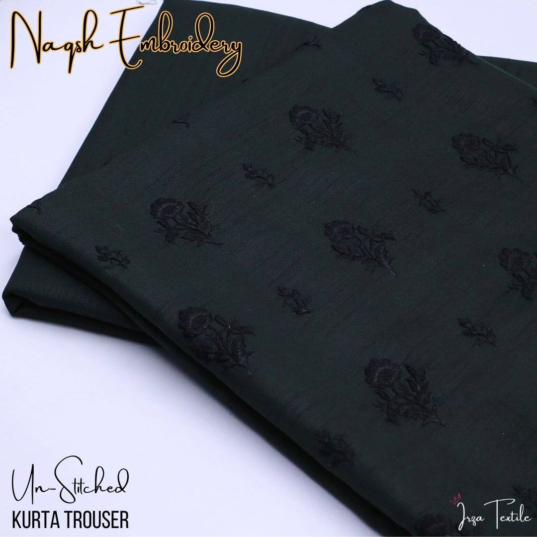 Un-Stitched Kai Green Naqsh Embroidery Mens Kurta Trouser N5