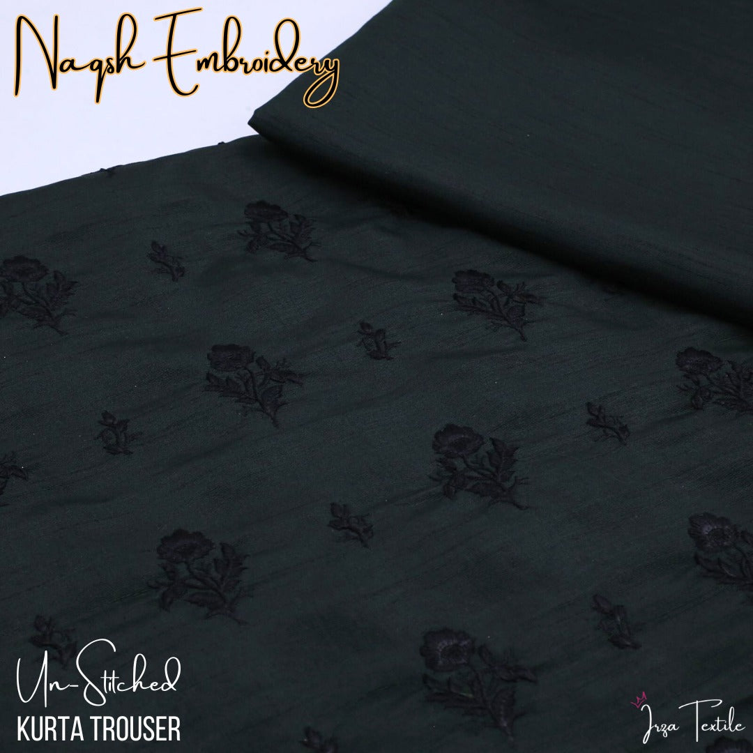 Un-Stitched Kai Green Naqsh Embroidery Mens Kurta Trouser N5