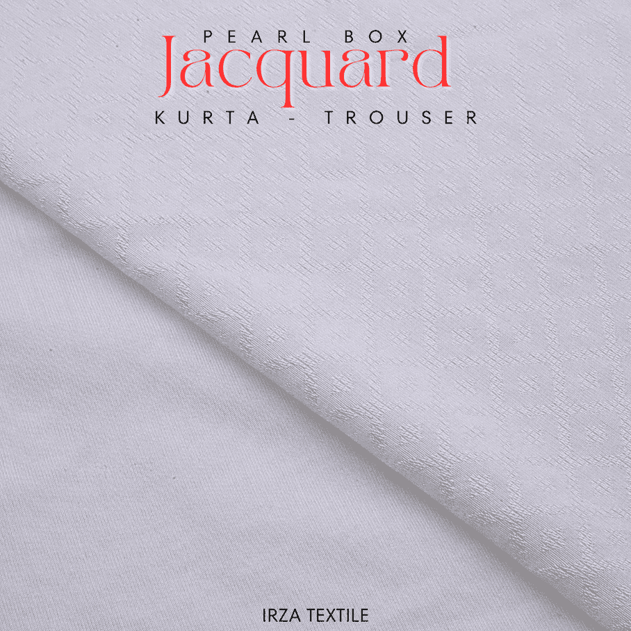 Un-Stitched Pearl Box Jacquard Cotton White Kurta Trouser