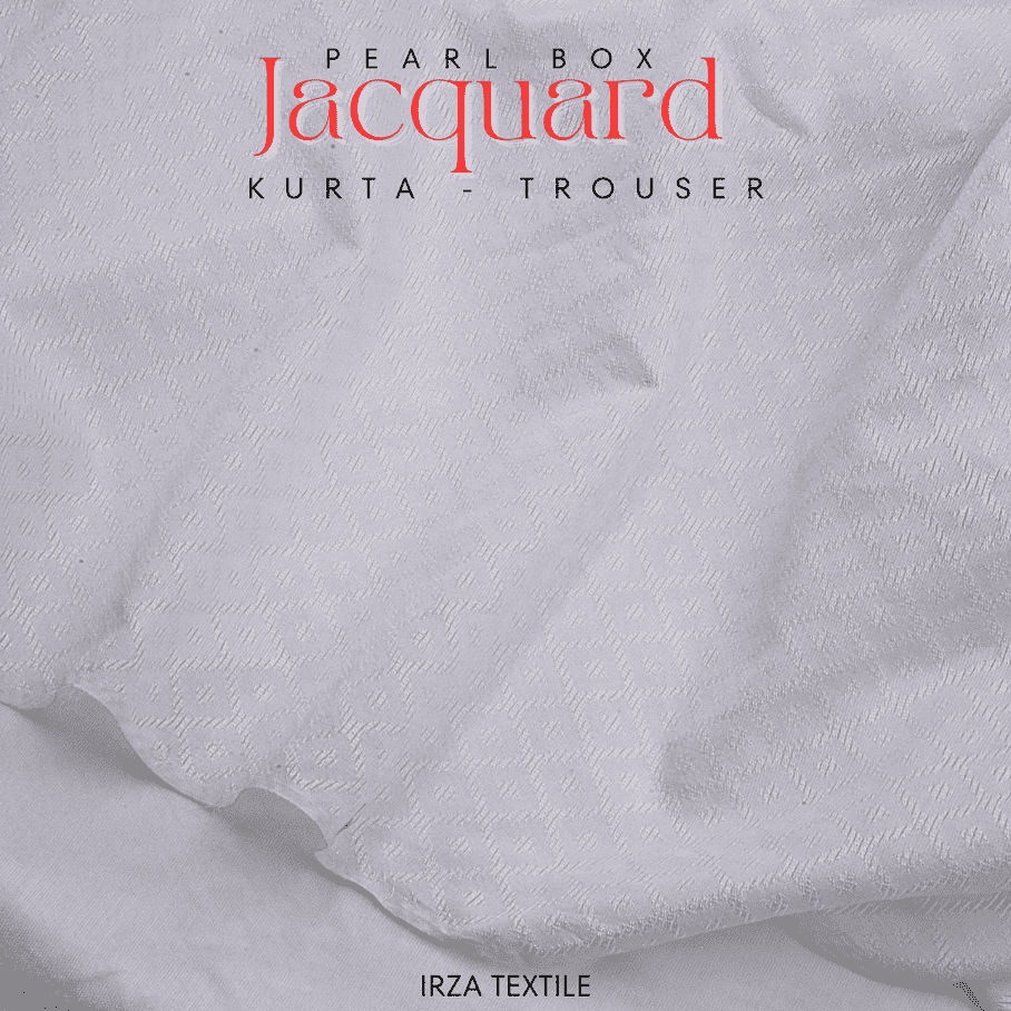 Un-Stitched Pearl Box Jacquard Cotton White Kurta Trouser