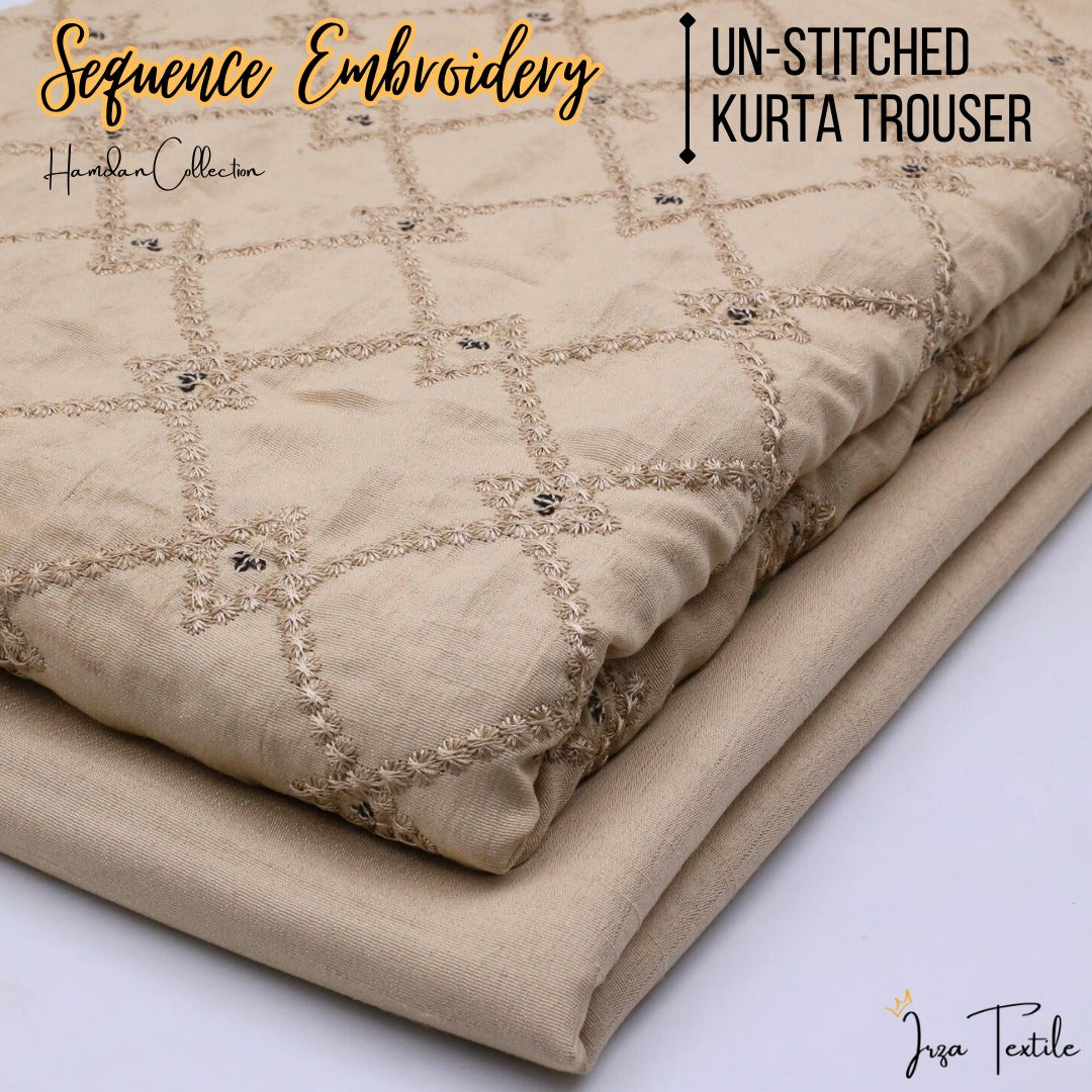 Un-Stitched Skin Designer Kurta Trouser Fabric Hamdan H1