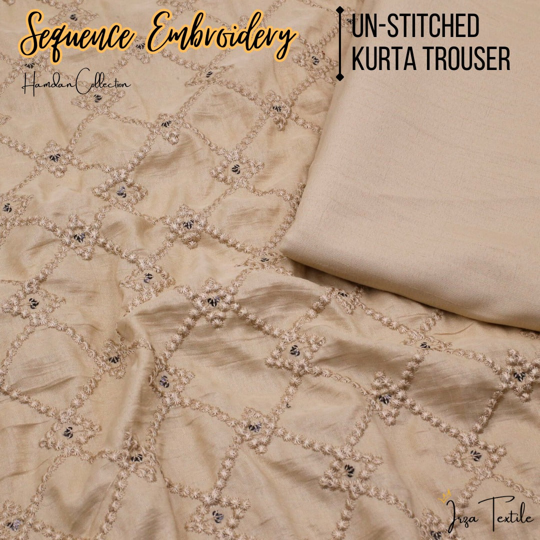 Un-Stitched Skin Designer Kurta Trouser Fabric Hamdan H1