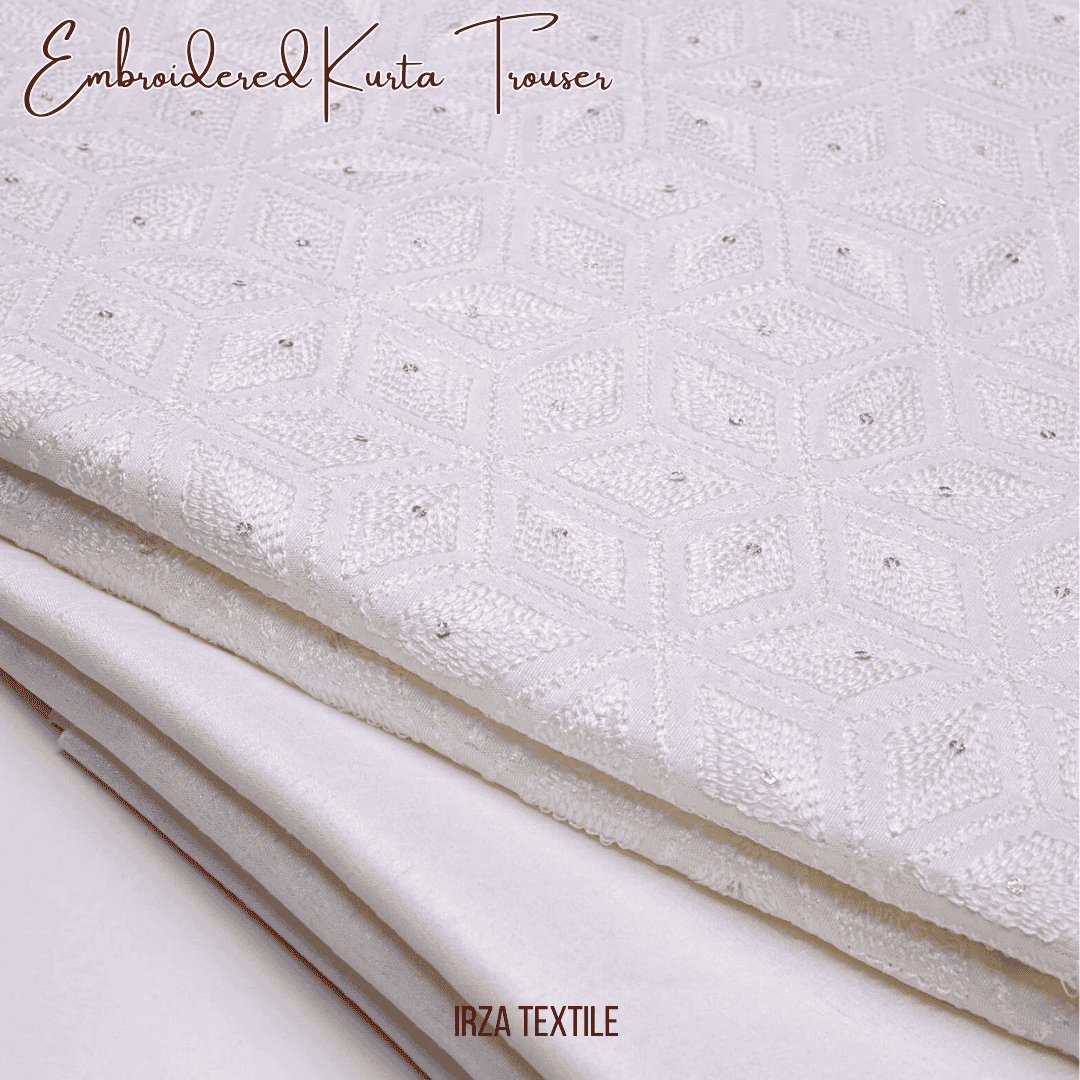Andaaz Cream Embroidered Kurta Trouser Fabric AD-104