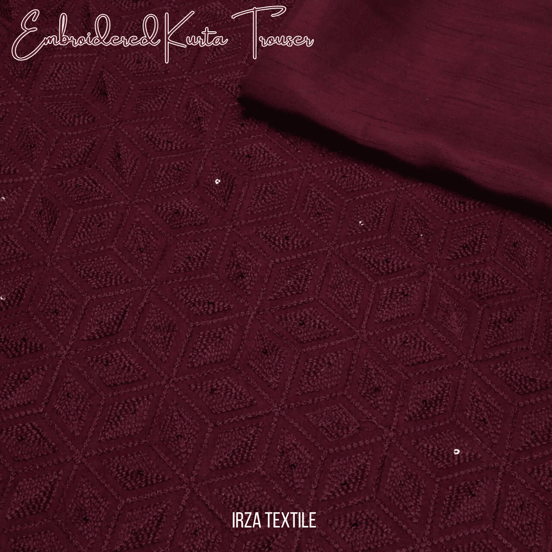 Andaaz Maroon Embroidered Kurta Trouser Fabric AD-102