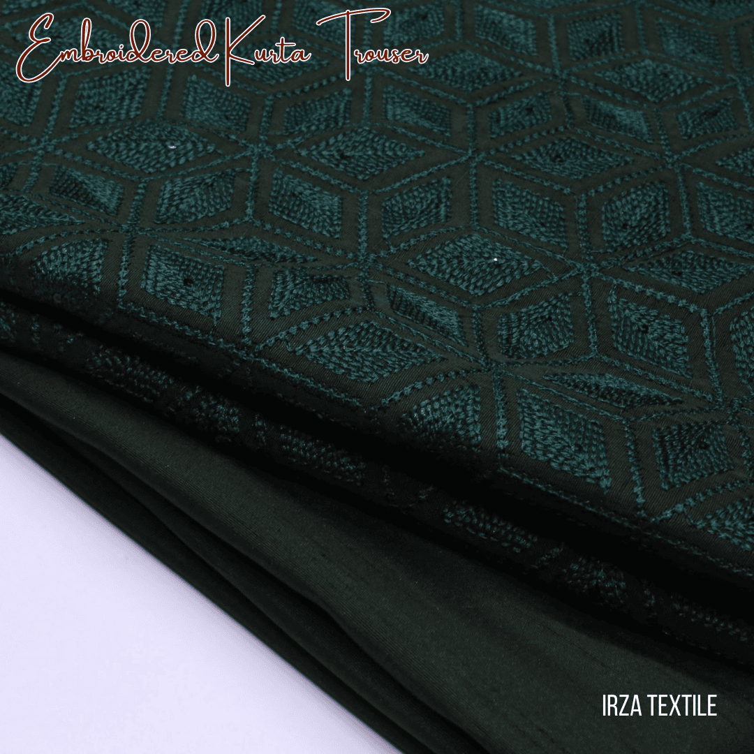 Andaaz Mehandi Green Embroidered Kurta Trouser Fabric AD-103