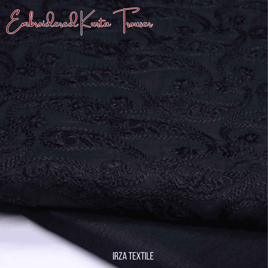 Monarch Black Embroidered Kurta Trouser Fabric MA-57