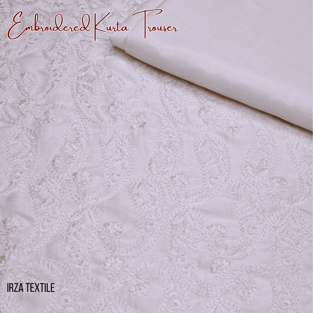 Monarch Cream Embroidered Kurta Trouser Fabric MA-56