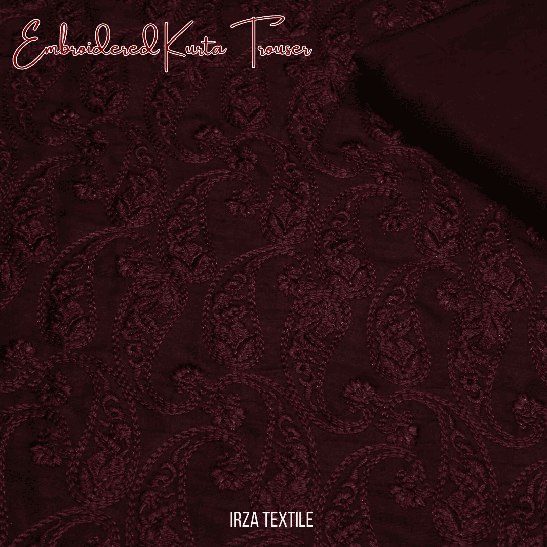 Monarch Maroon Embroidered Kurta Trouser Fabric MA-58