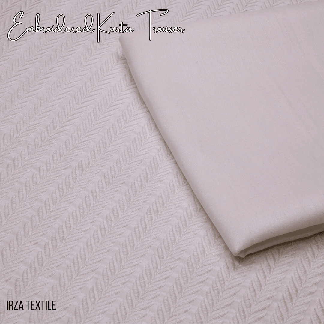 Resham Cream Embroidered Kurta Trouser Fabric RH-64