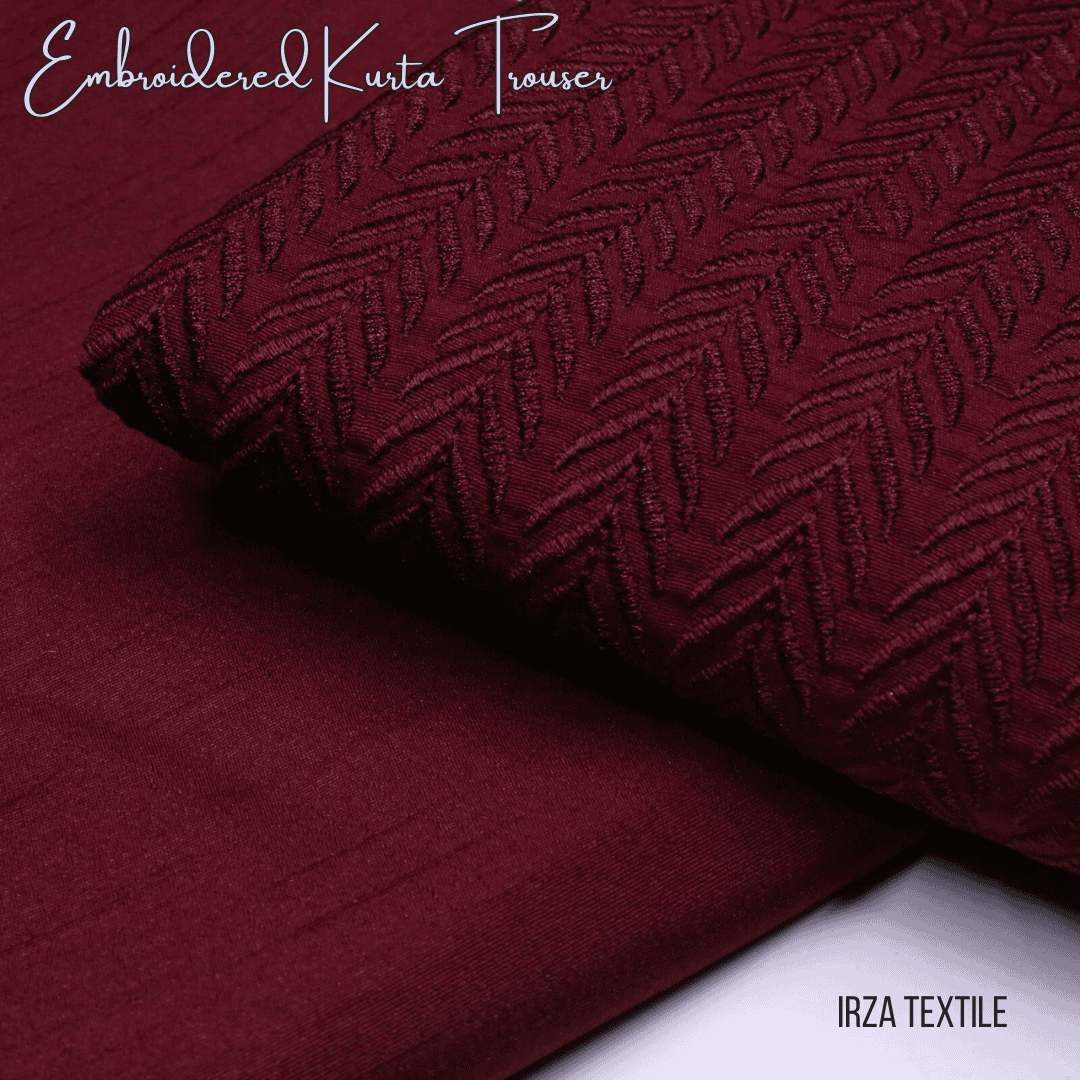 Resham Maroon Embroidered Kurta Trouser Fabric RH-66