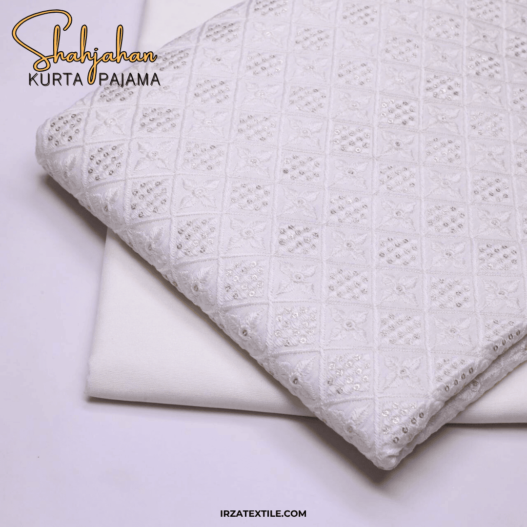 Shahjahan Embroidered Off White Un-Stitched Kurta Pajama
