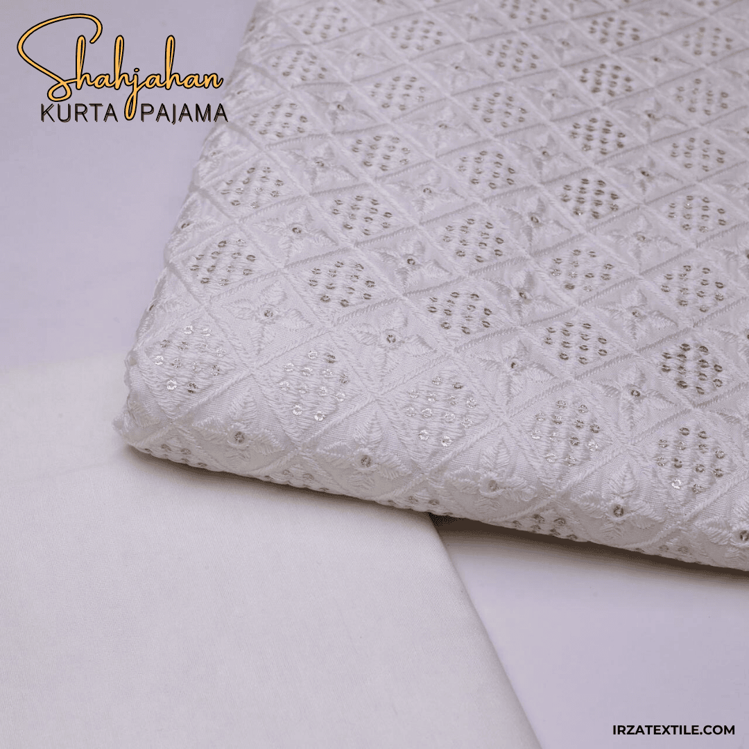 Shahjahan Embroidered Off White Un-Stitched Kurta Pajama