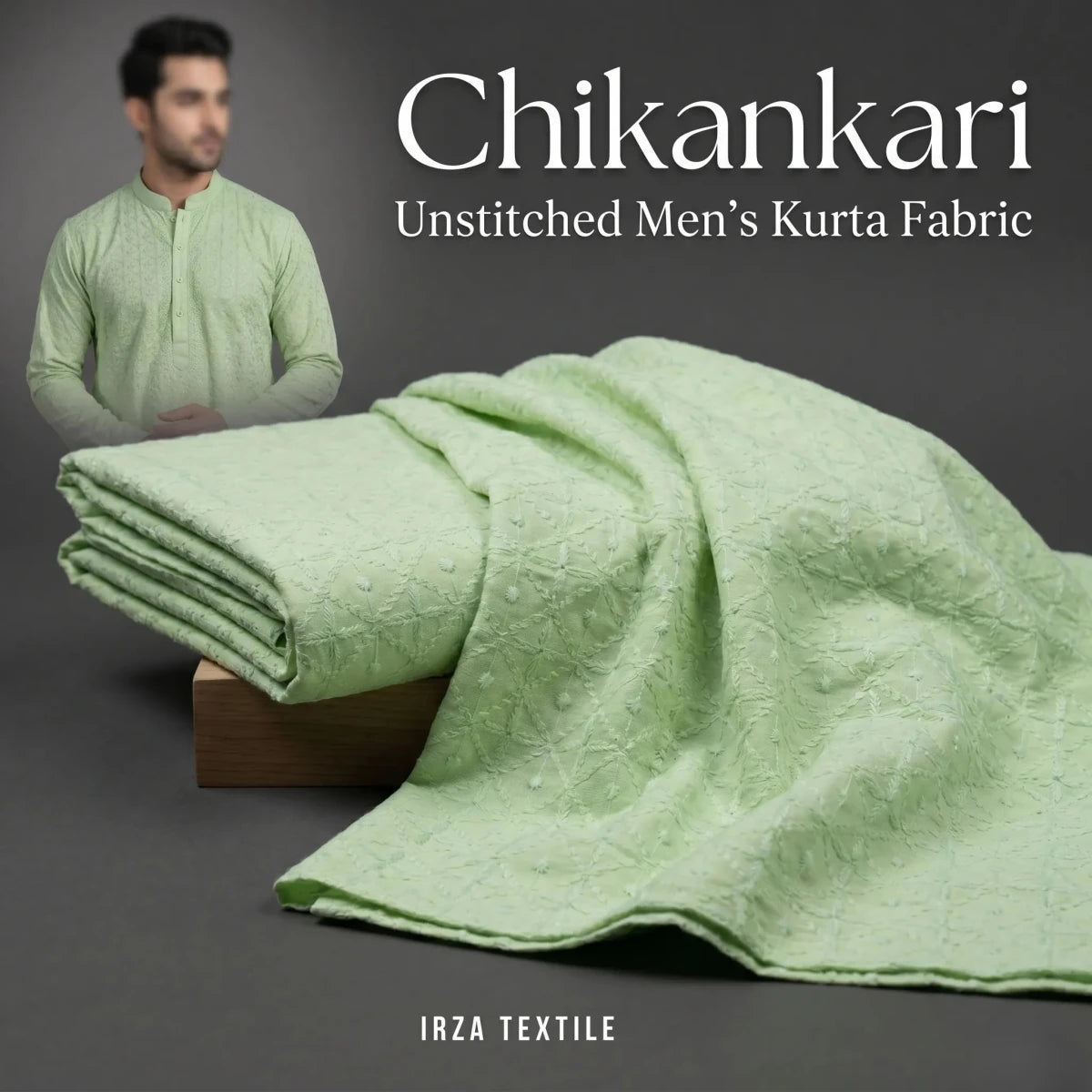 Un-Stitched Embroidered Pista Cotton Kurta GT-9261 - Irza Textile