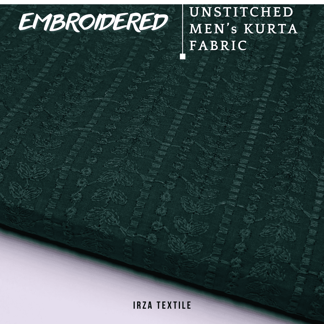 Un-Stitched Embroidered Kai Green Cotton Kurta GT-9262