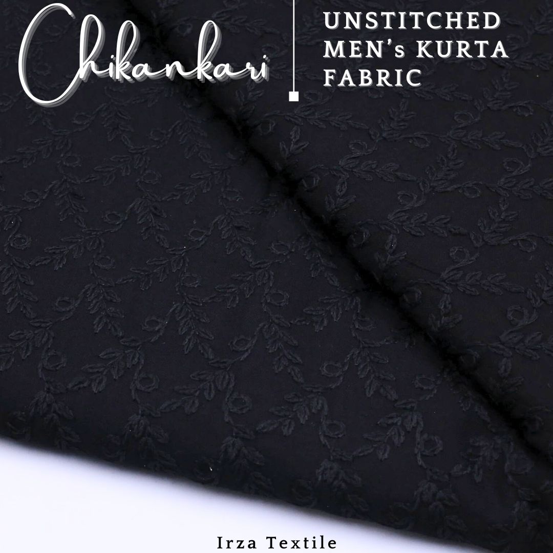 Un-Stitched Embroidered Black Soft Cotton Kurta GT-9247