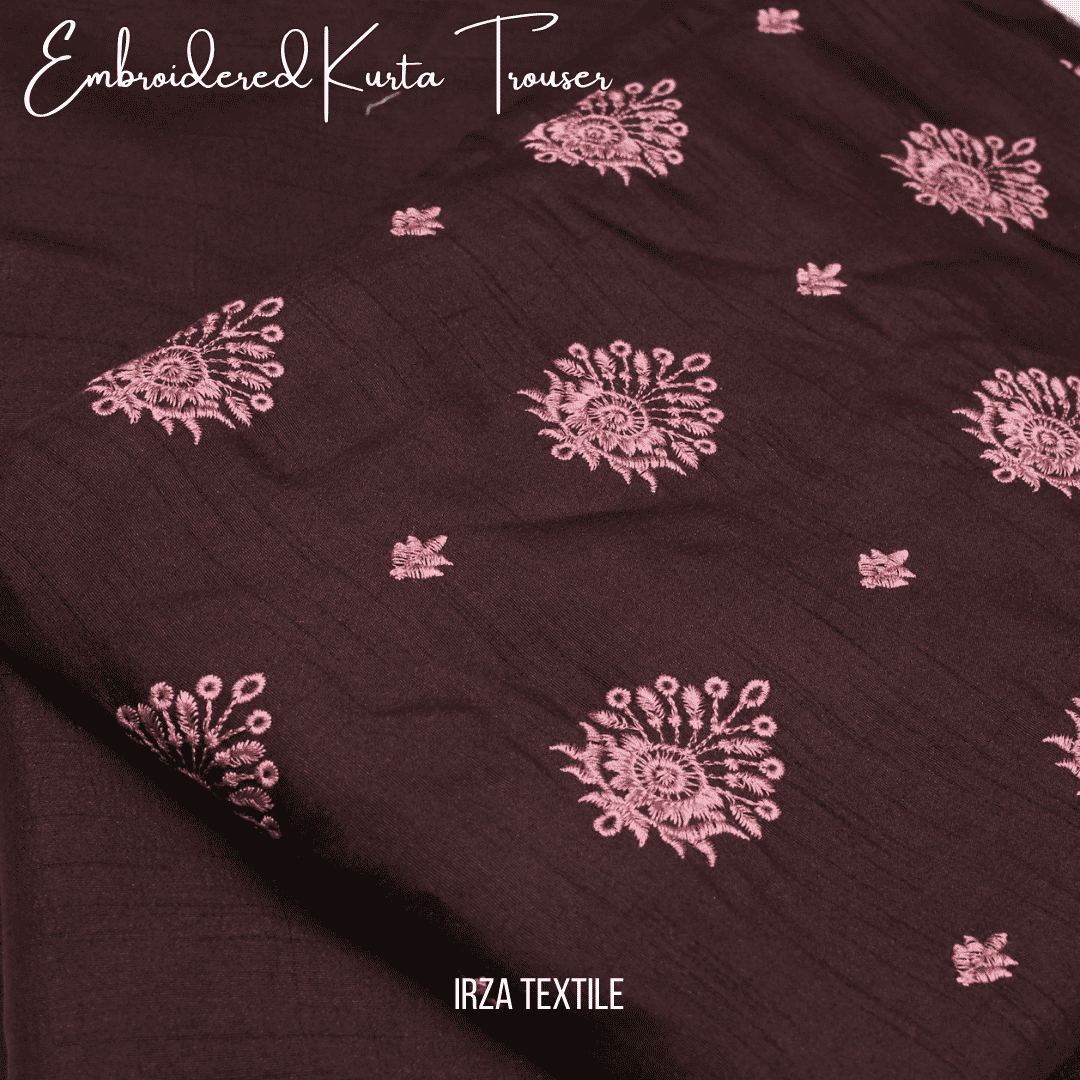 Un-stitched Motif Brown Embroidered Kurta Trouser Fabric MF-104