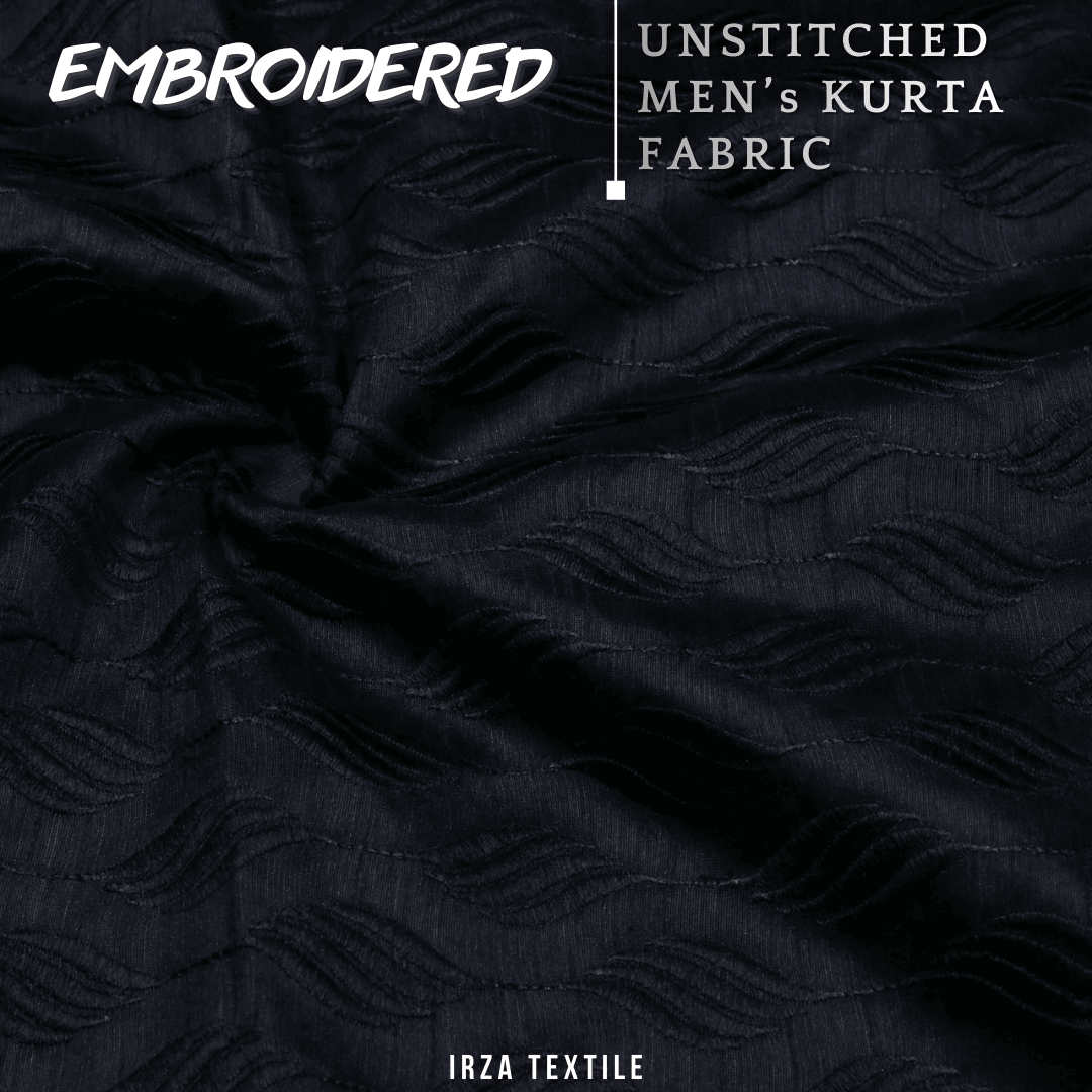 Unstitched Black Dastaan Embroidered Kurta DA-12