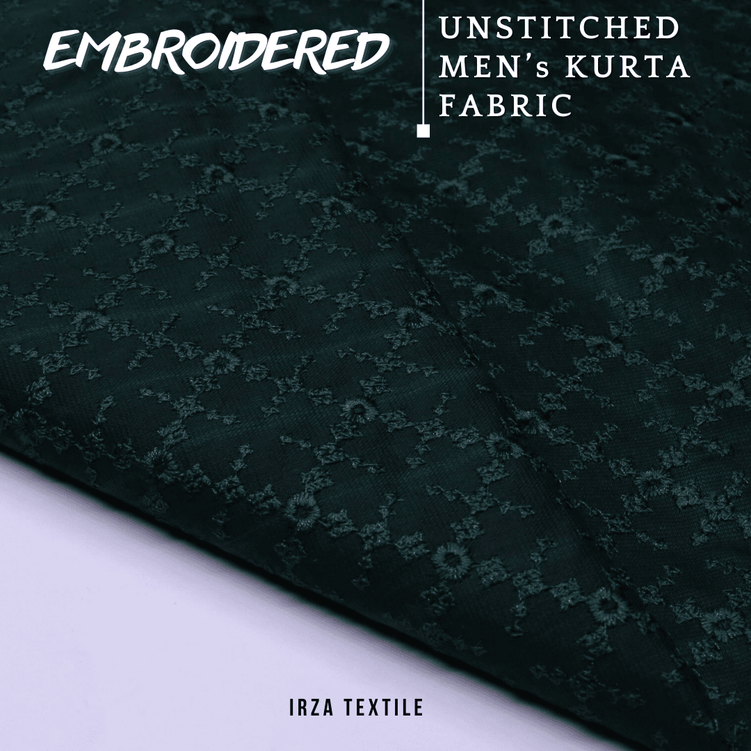 Unstitched Bottle Green Nigar Embroidered Kurta AF-13
