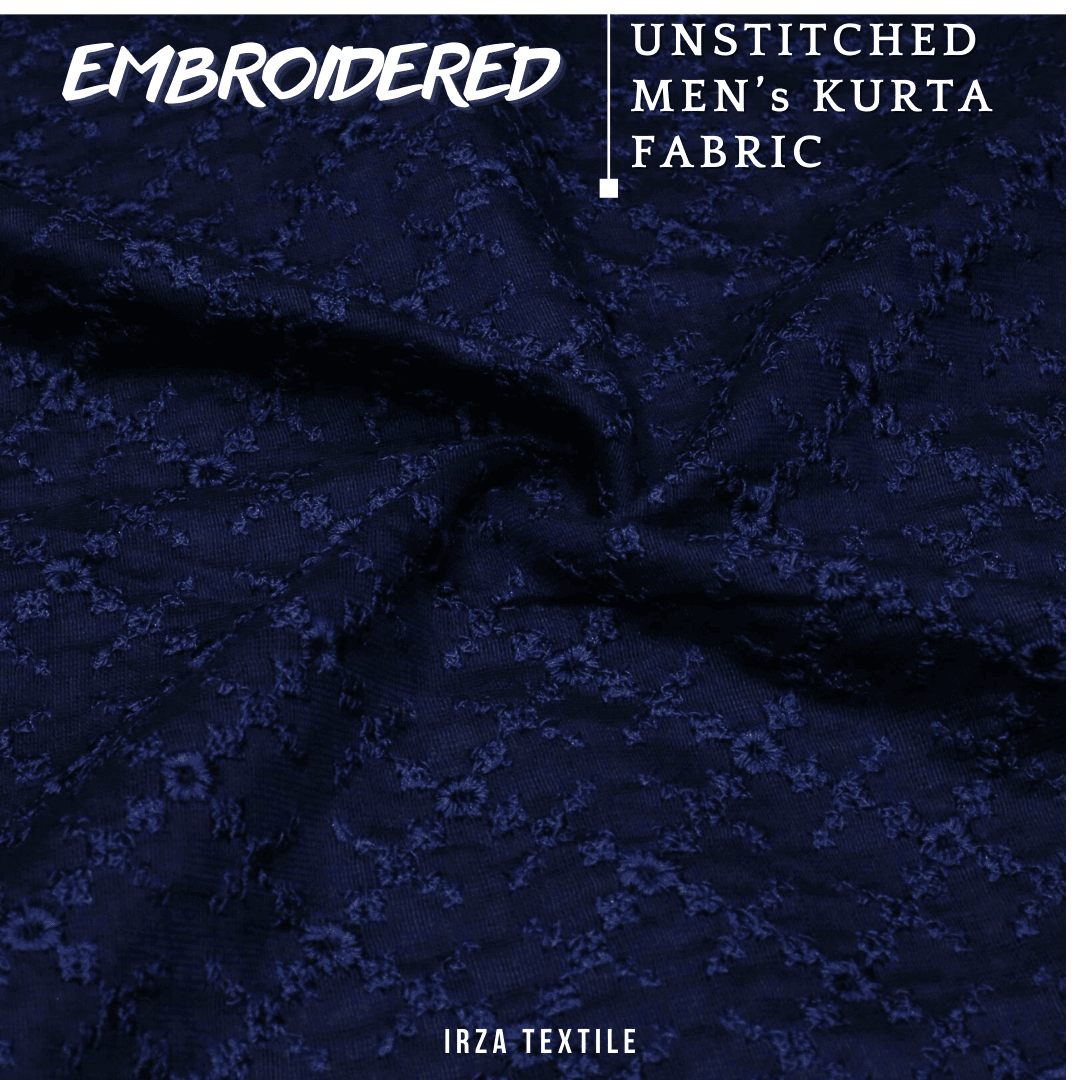 Unstitched Navy Blue Nigar Embroidered Kurta AF-12