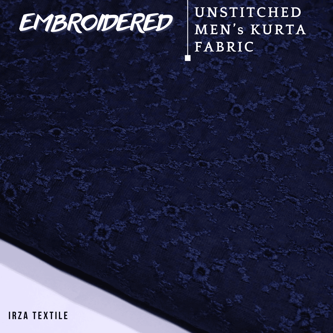 Unstitched Navy Blue Nigar Embroidered Kurta AF-12