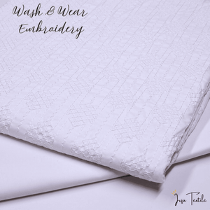 White Wash And Wear Embroidered Kurta Trouser Fabric WW-101 - Irza Textile