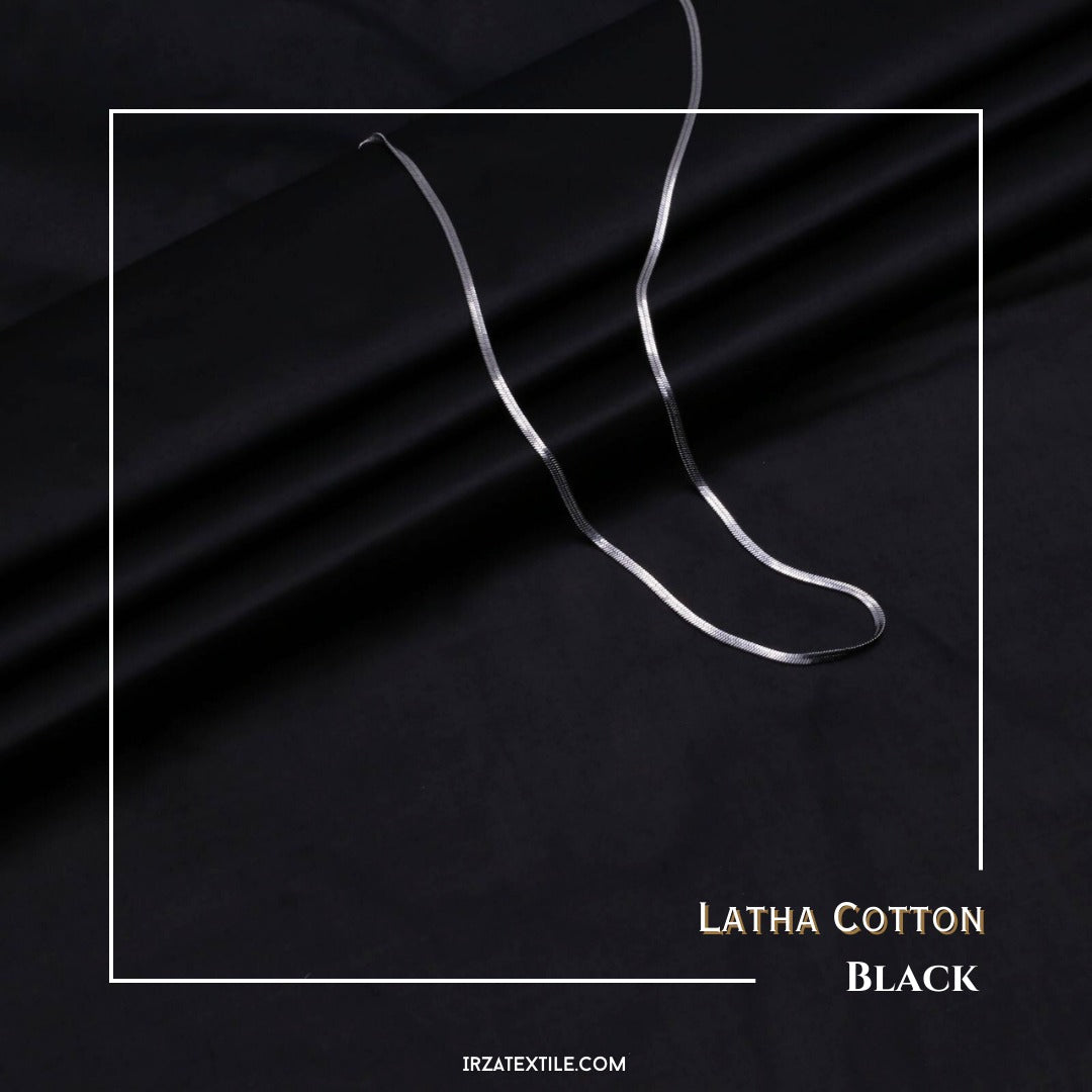 Black Latha Cotton Shalwar Kameez Fabric