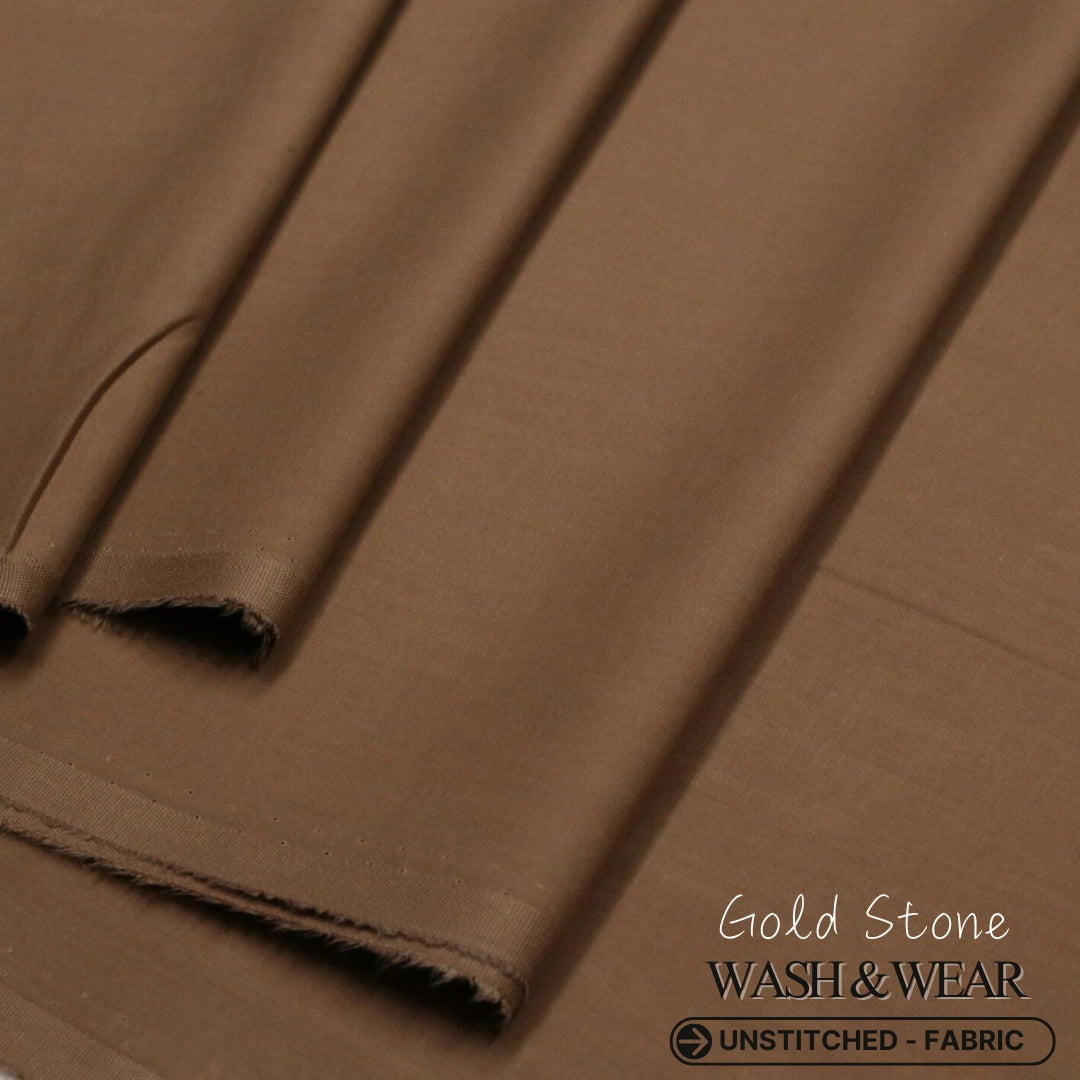 Gold Stone Brown Wash and Wear Fabric