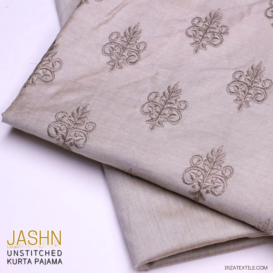 Jashn Embroidered Beige Unstitched Kurta Pajama