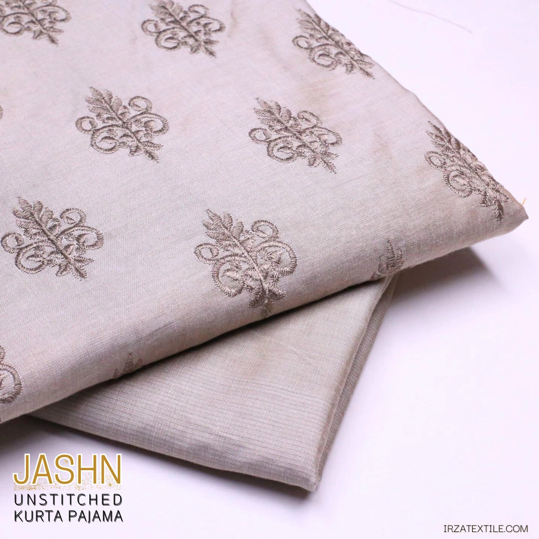 Jashn Embroidered Beige Unstitched Kurta Pajama