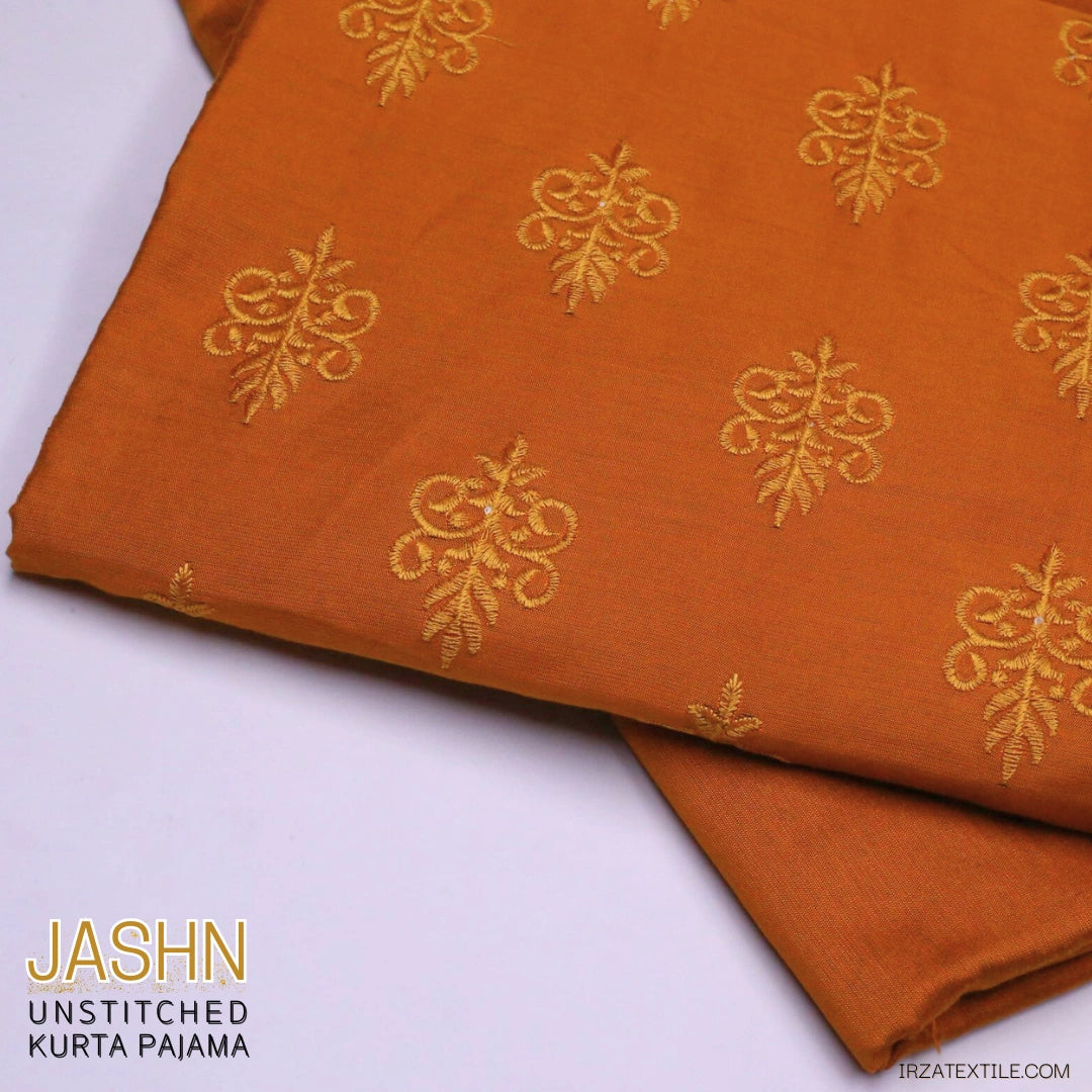 Jashn Embroidered Mustard Unstitched Kurta Pajama