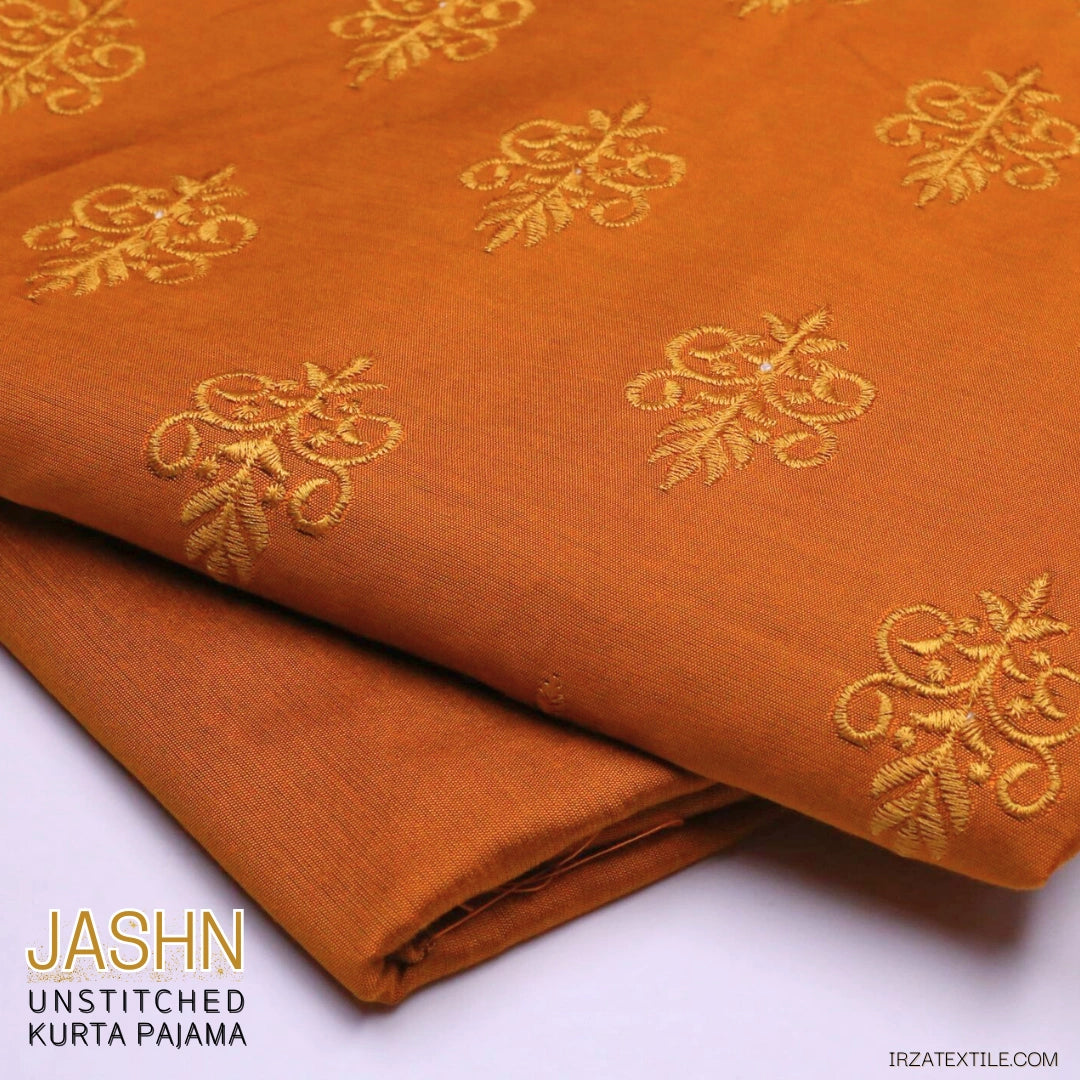 Jashn Embroidered Mustard Unstitched Kurta Pajama