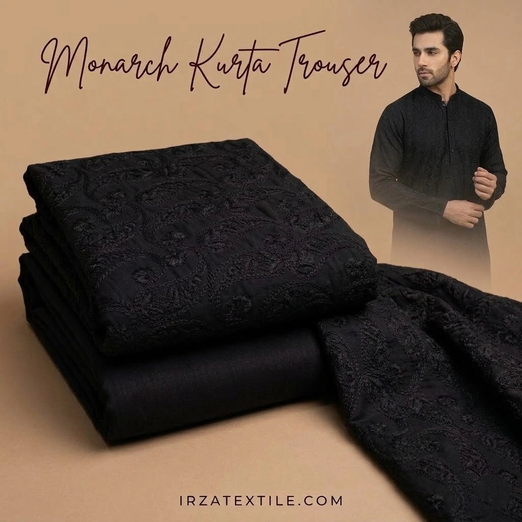 Monarch Black Embroidered Kurta Trouser Fabric MA-57