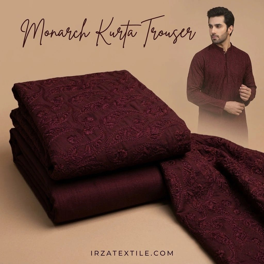 Monarch Maroon Embroidered Kurta Trouser Fabric MA-58