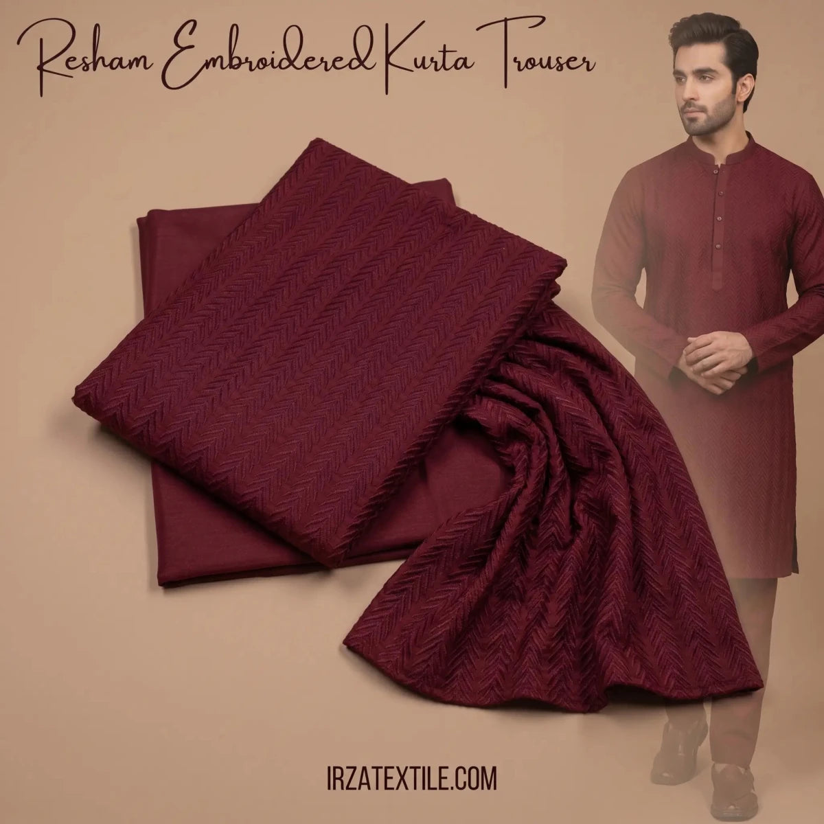 Resham Maroon Embroidered Kurta Trouser Fabric RH-66