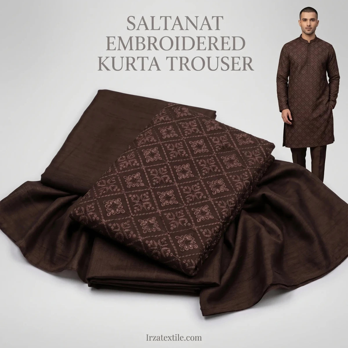Saltanat Brown Embroidered Kurta Trouser Fabric ST-56