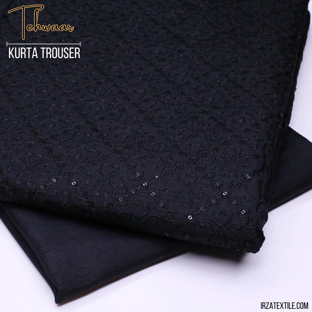 Tehwaar Black Embroidered Kurta Trouser Fabric WR-33