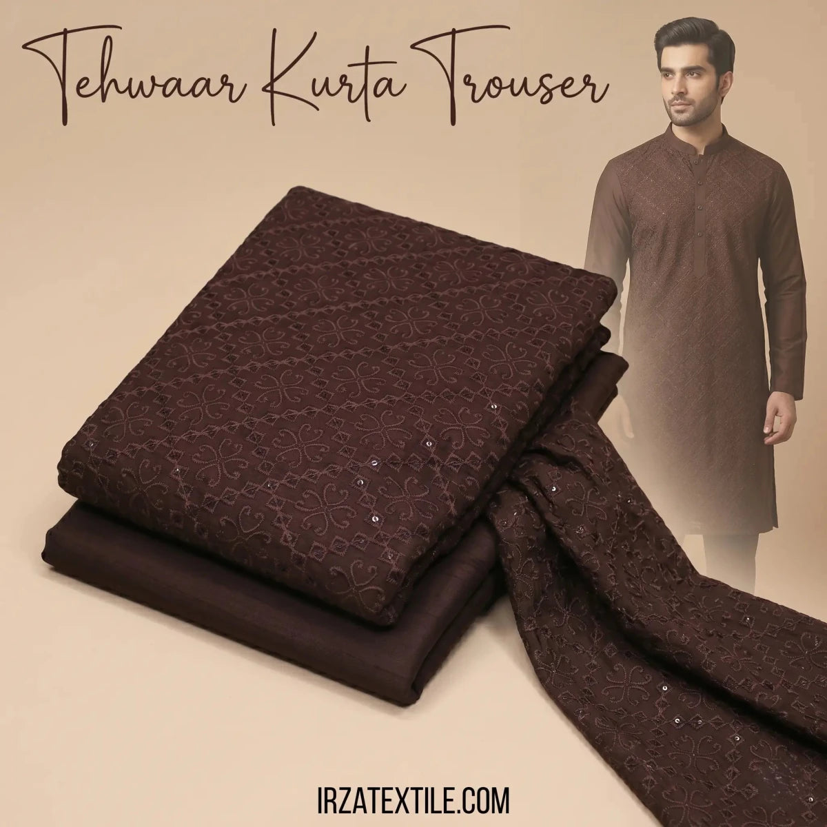 Tehwaar Brown Embroidered Kurta Trouser Fabric WR-32