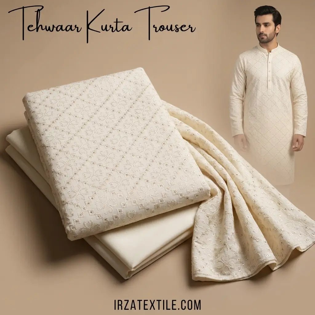 Tehwaar Cream Embroidered Kurta Trouser Fabric WR-31