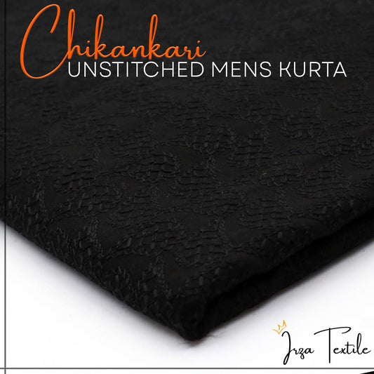 Un-Stitched Embroidered Black Kurta GT-9209