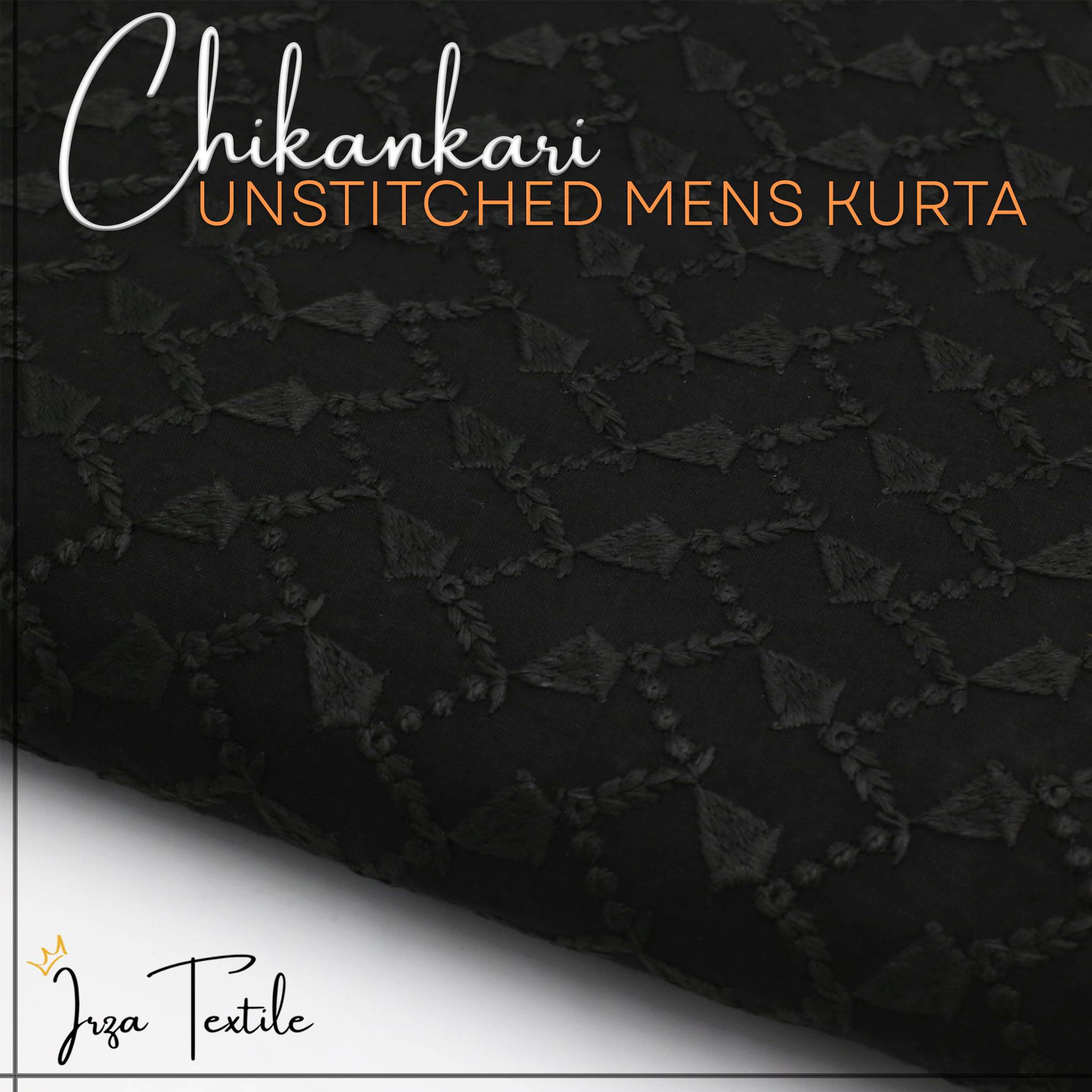 Un-Stitched Embroidered Black Kurta GT-9216