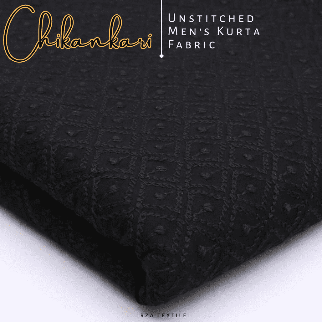 Un-Stitched Embroidered Chikan Black Kurta TP-114