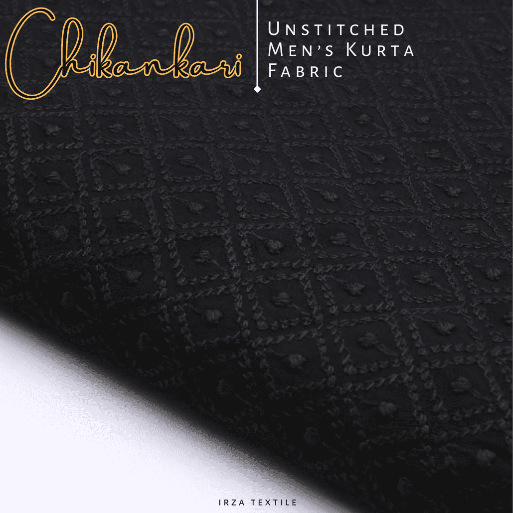 Un-Stitched Embroidered Chikan Black Kurta TP-114