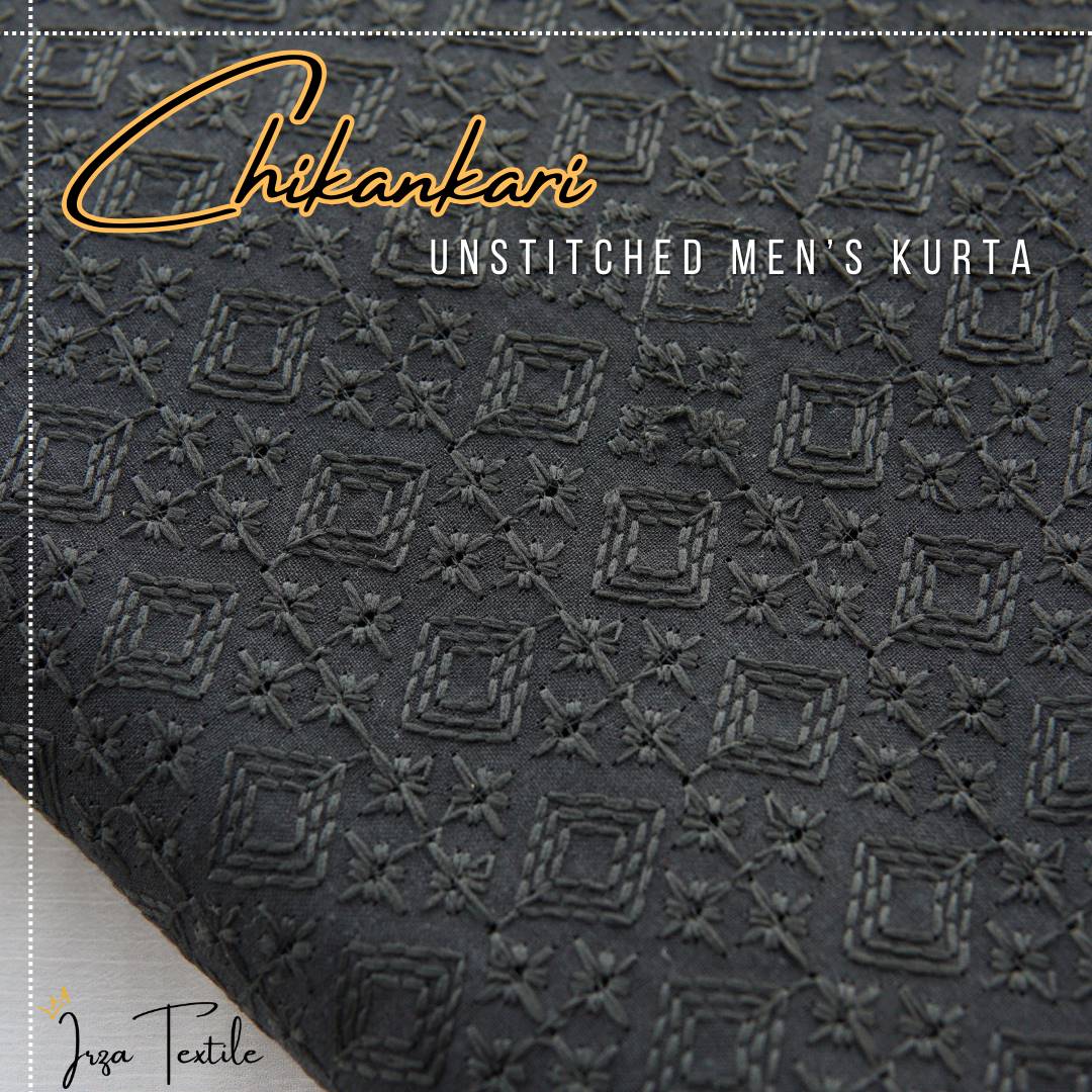 Un-Stitched Embroidered Chikankari Black Kurta TP-1270