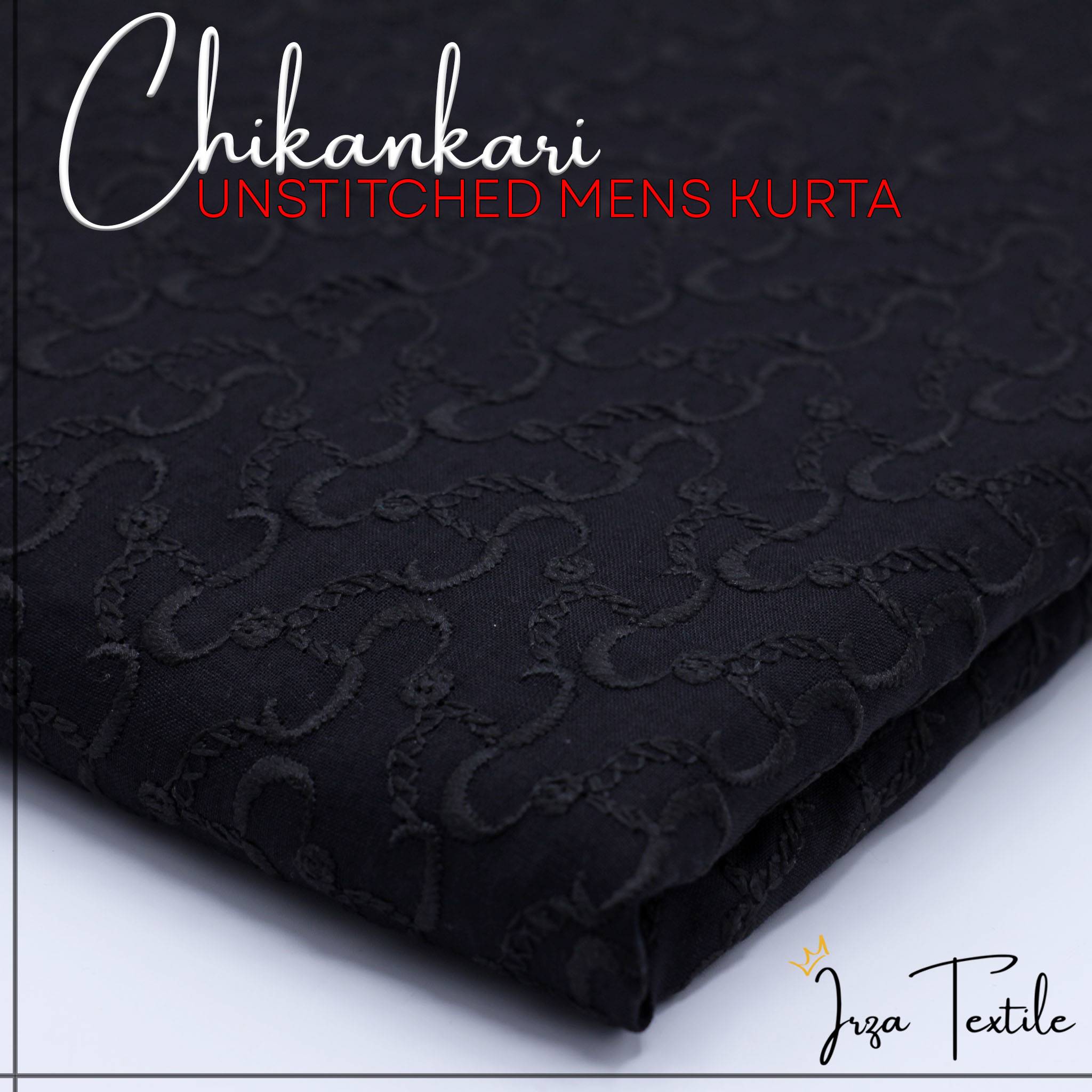 Un-Stitched Embroidered Chikankari Black Kurta TP-5591