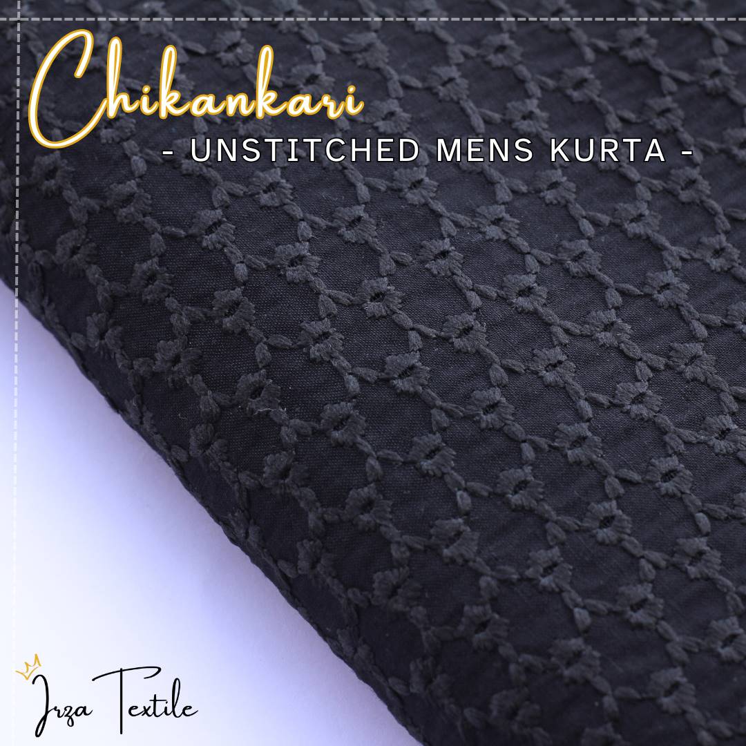 Un-Stitched Embroidered Chikankari Black Kurta TP-8858