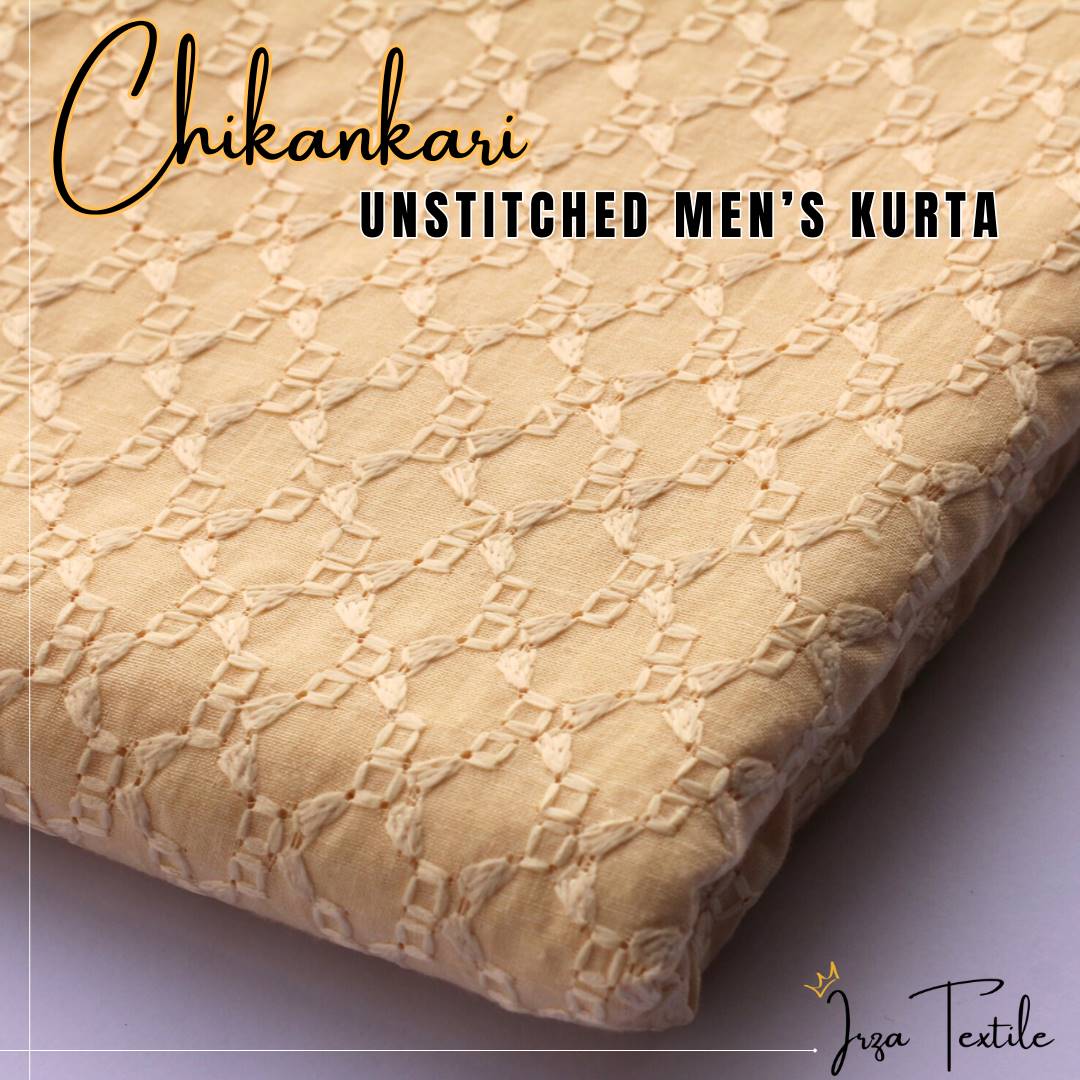 Un-Stitched Embroidered Chikankari Cream Kurta TP-9500