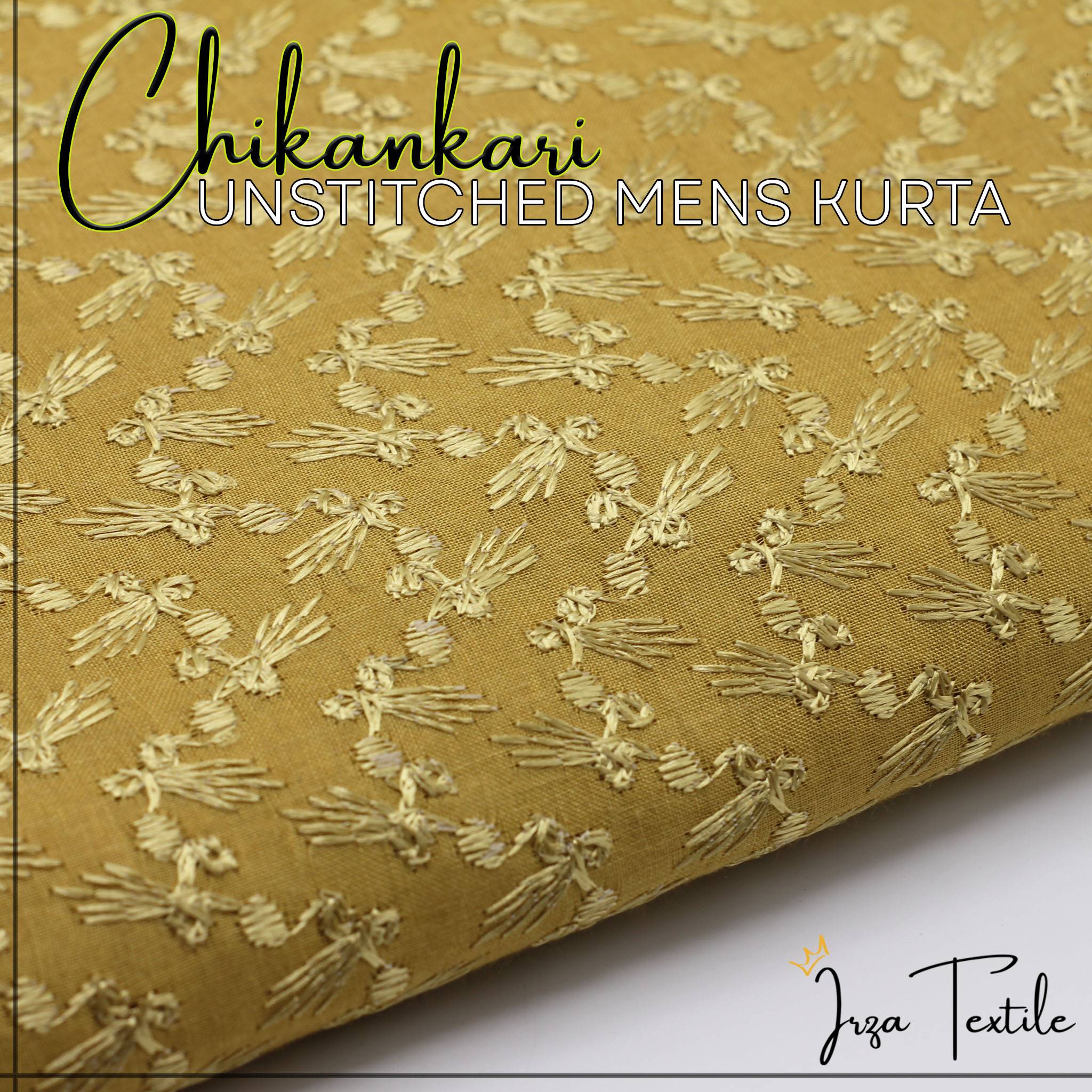 Un-Stitched Embroidered Chikankari Golden Kurta TP-3445