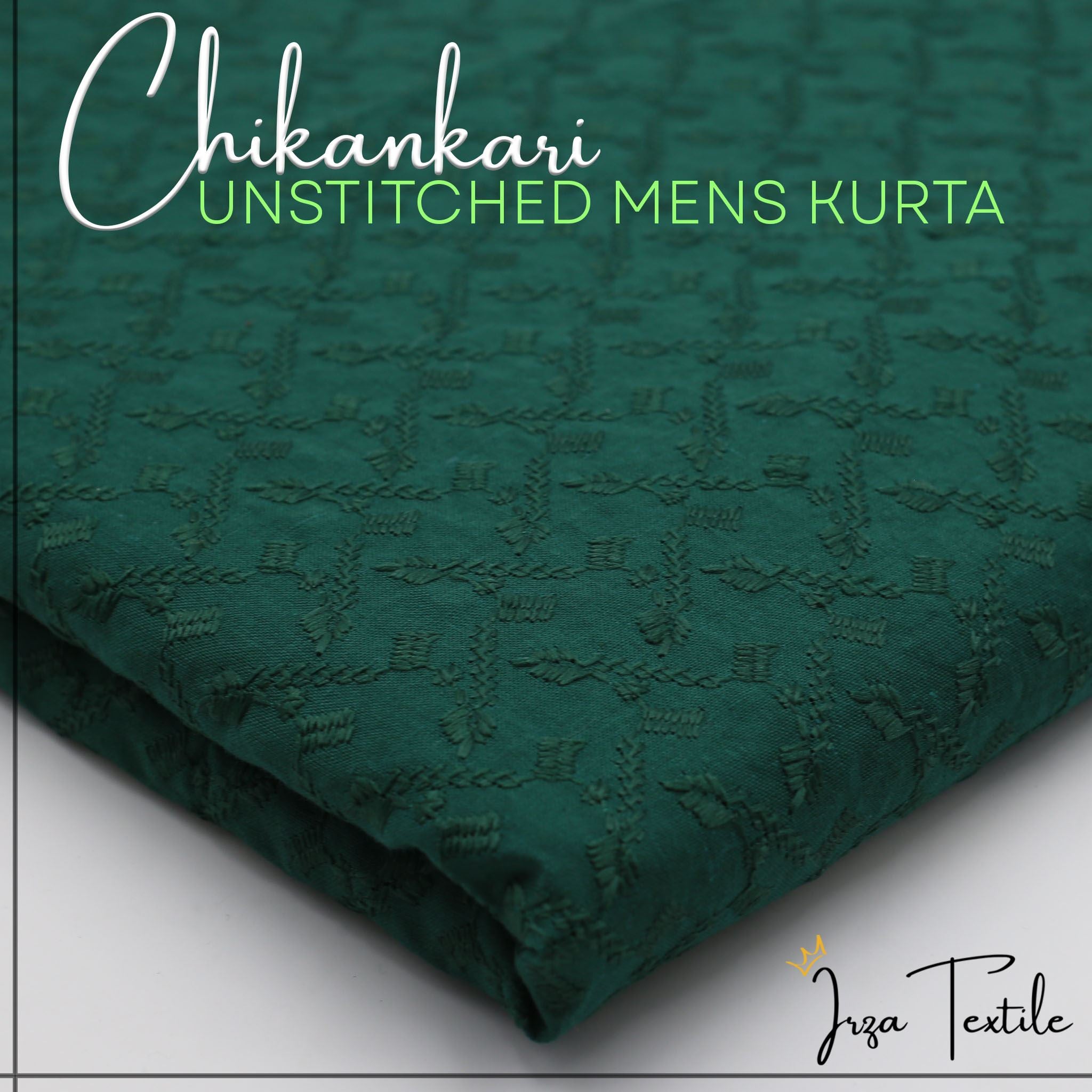 Un-Stitched Embroidered Chikankari Kai Green Kurta TP-5859