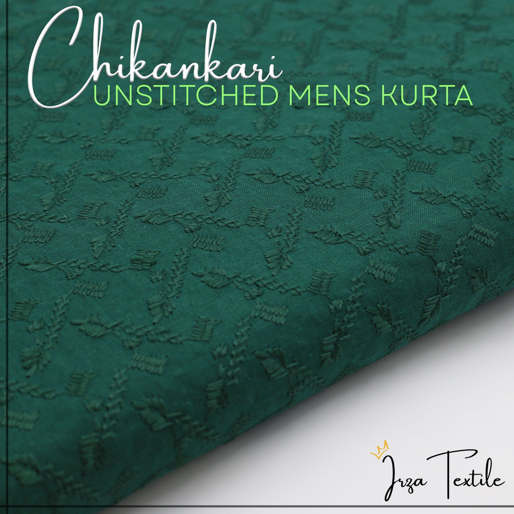 Un-Stitched Embroidered Chikankari Kai Green Kurta TP-5859